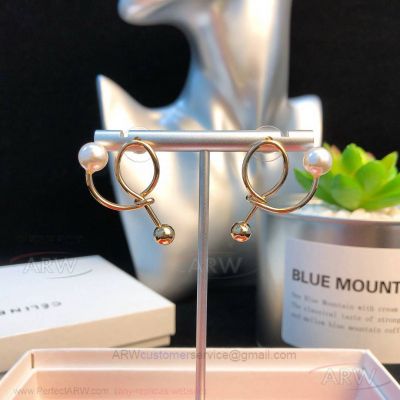 AAA Replica Celine Pearl Yellow Gold Earrings